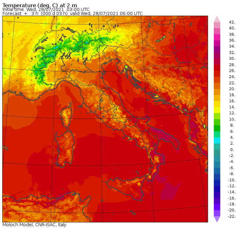temperature minime italia oggi