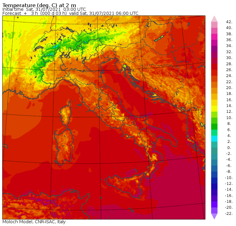 temperature minime italia oggi