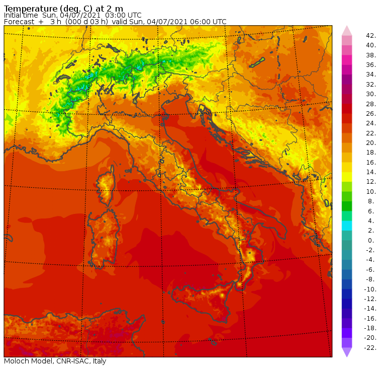 temperature minime italia oggi