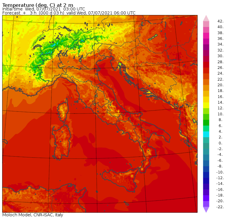 temperature minime italia oggi