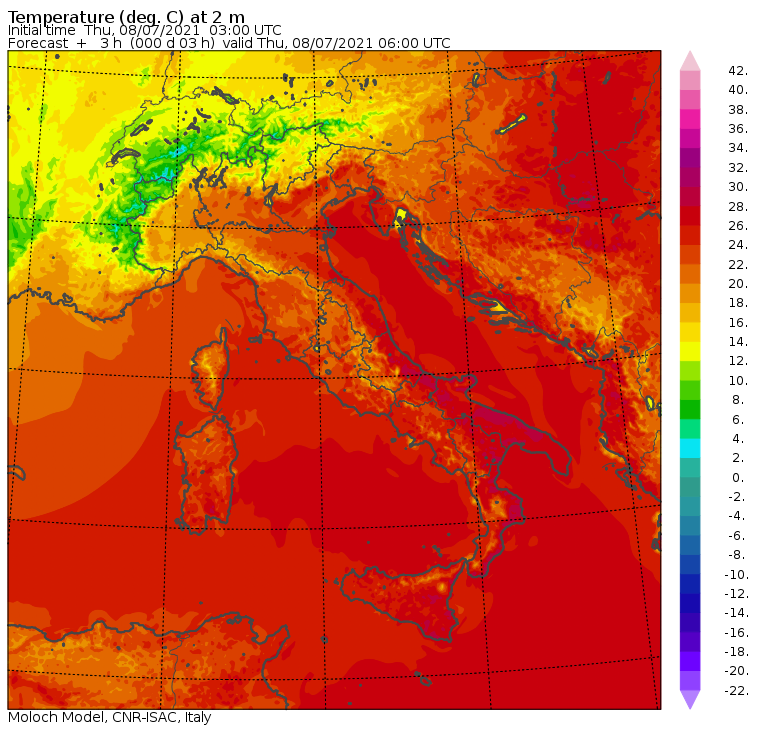 temperature minime italia oggi