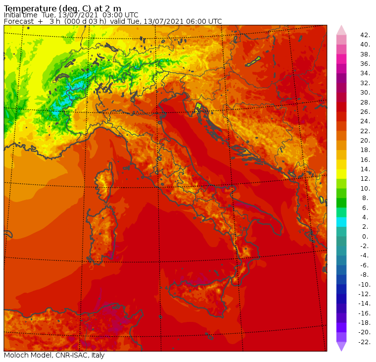 temperature minime italia oggi