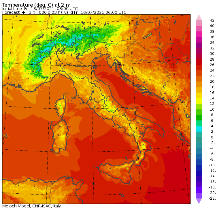 temperature minime italia oggi