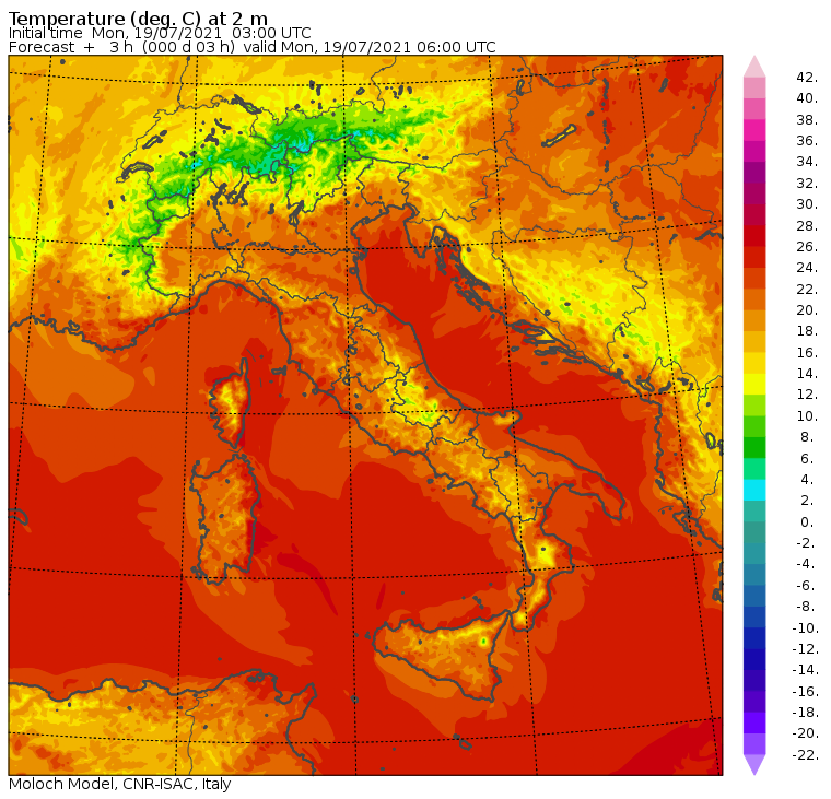 temperature minime italia oggi
