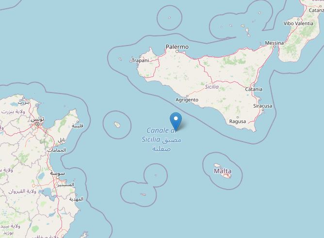 terremoto canale di sicilia