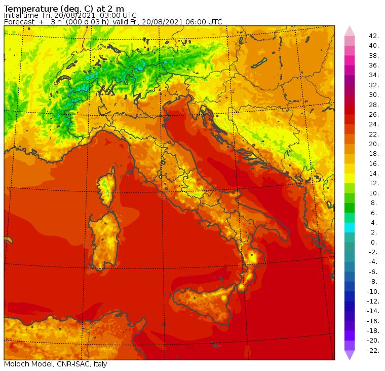 le temperature minime di oggi in italia