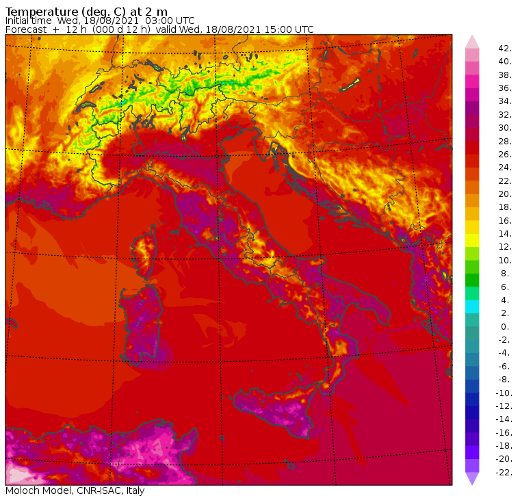 temperature massime oggi