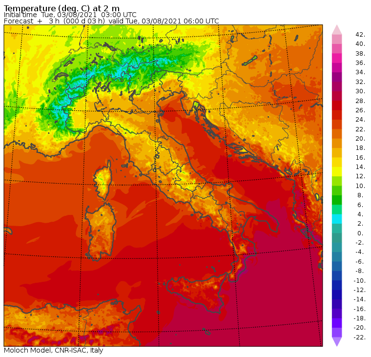 temperature minime italia oggi