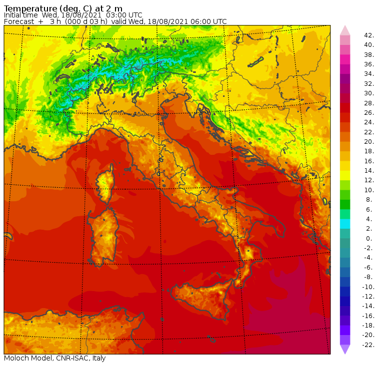 temperature minime italia oggi