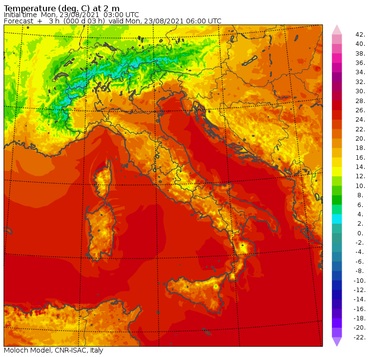 temperature minime italia oggi