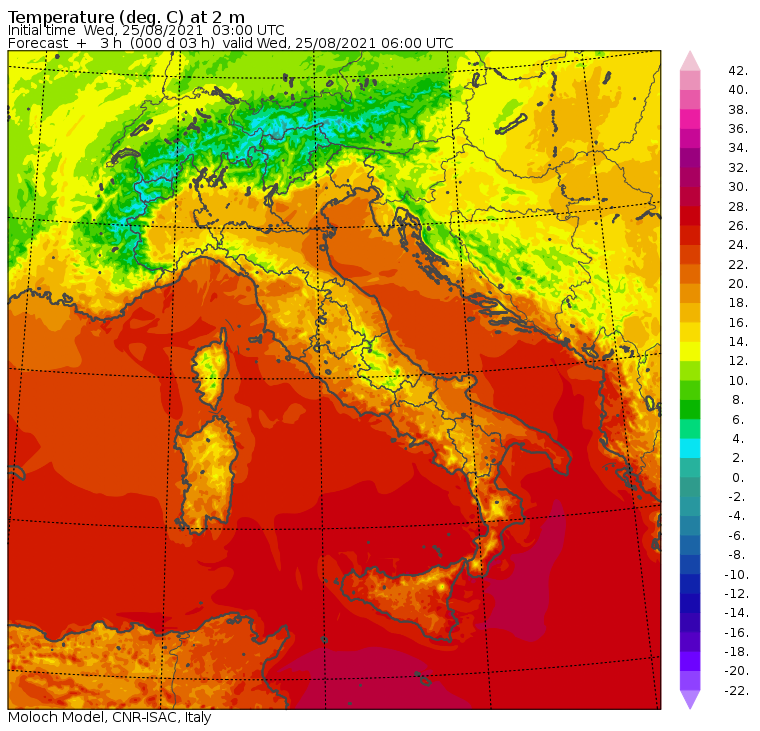 temperature minime italia oggi