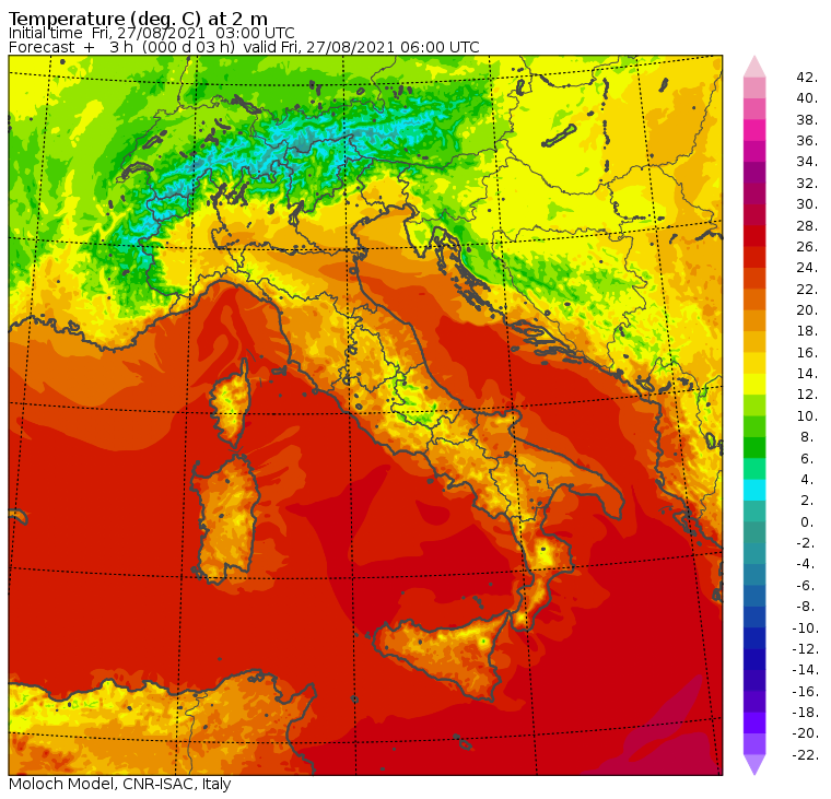 temperature minime italia oggi