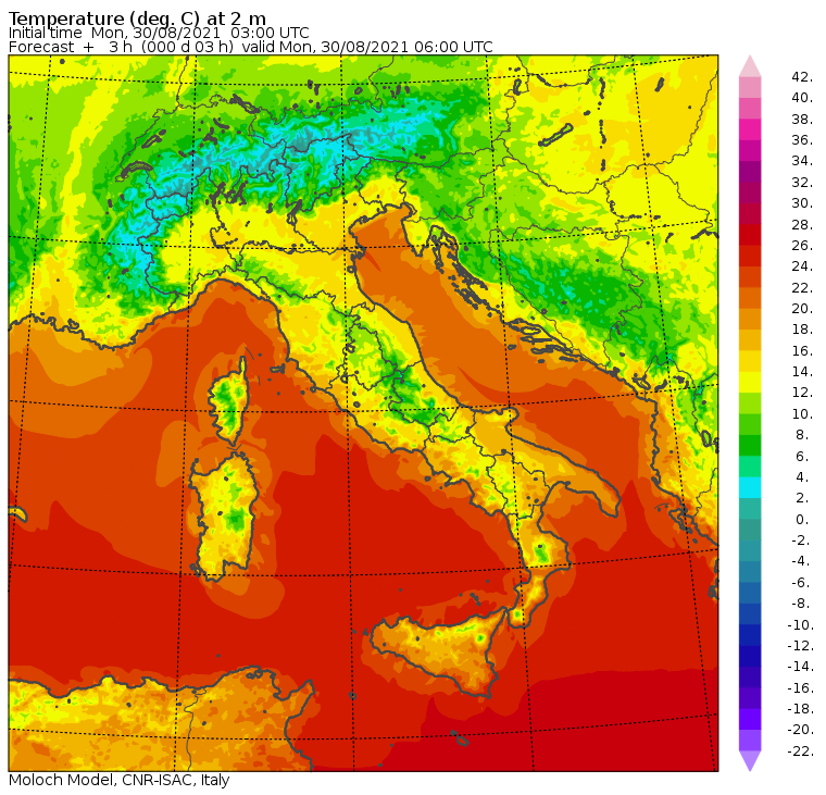 temperature minime italia oggi