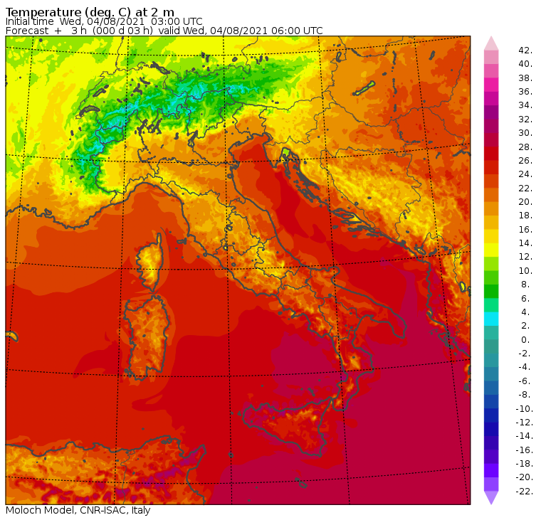 temperature minime italia oggi