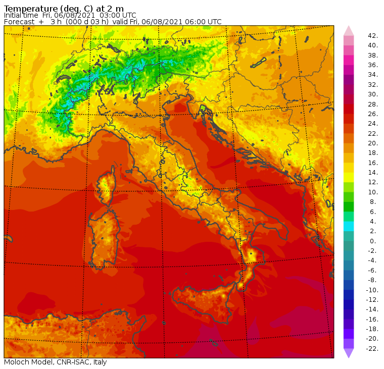temperature minime italia oggi
