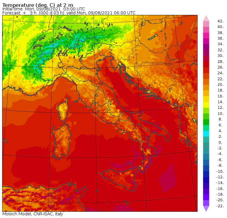temperature minime italia oggi