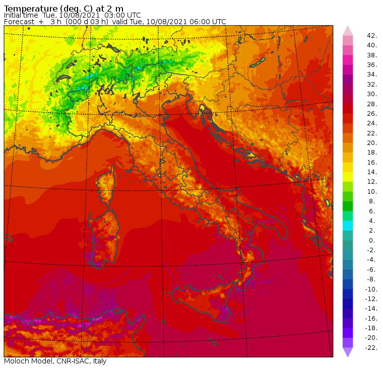 temperature minime italia oggi