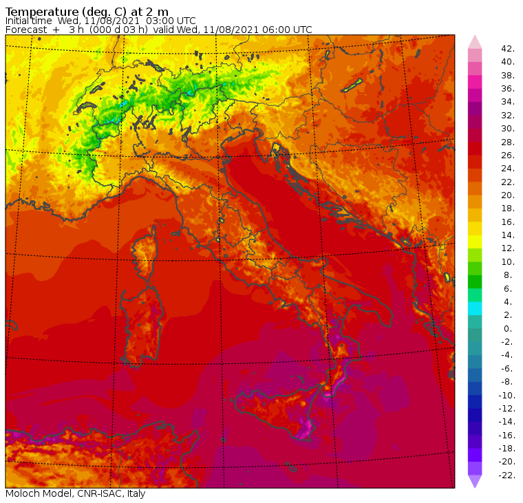temperature minime italia oggi