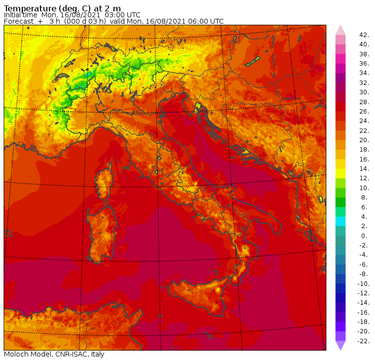 temperature minime italia oggi