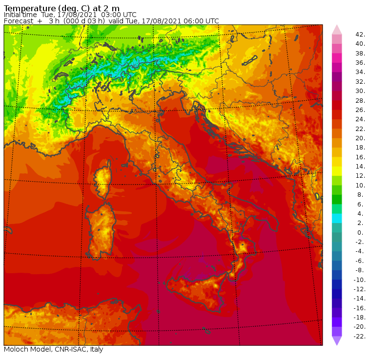temperature minime italia oggi