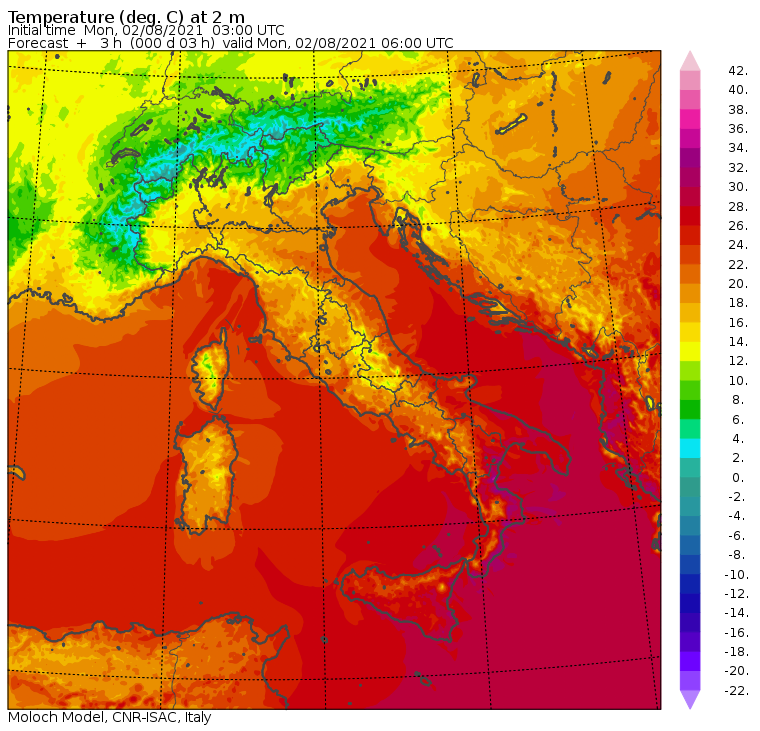 temperature minime italia oggi