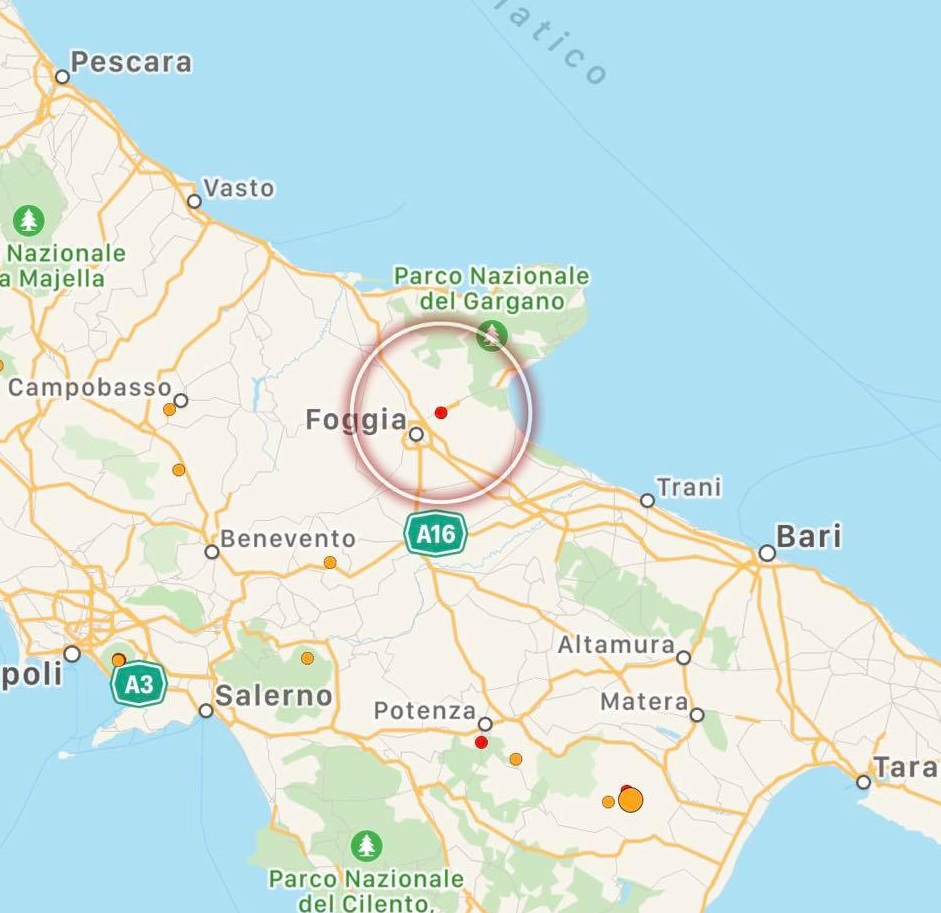 terremoto puglia oggi