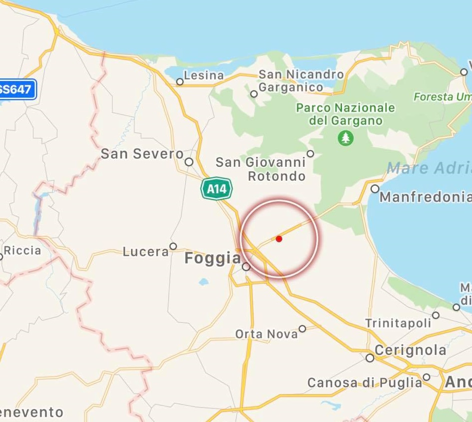 terremoto puglia oggi