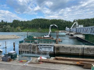 Lavori sbarramento Miorina su lago Maggiore