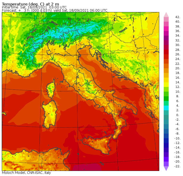 temperature minime italia oggi