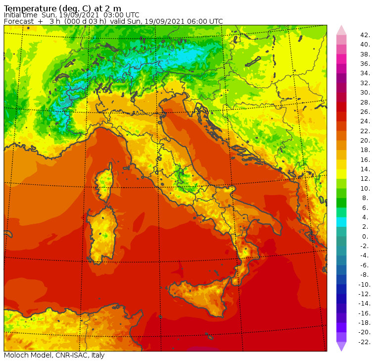 temperature minime italia oggi