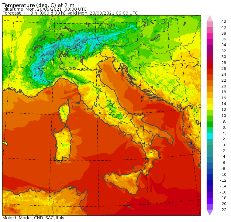 temperature minime italia oggi
