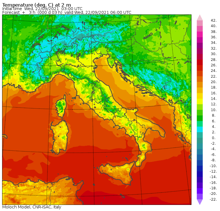 temperature minime italia oggi