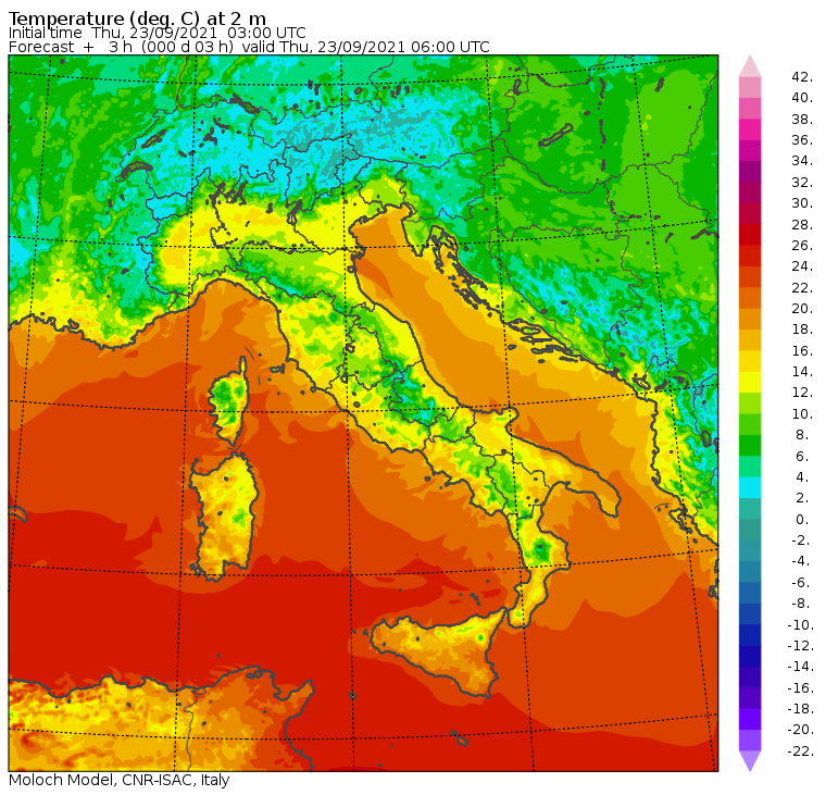temperature minime italia oggi