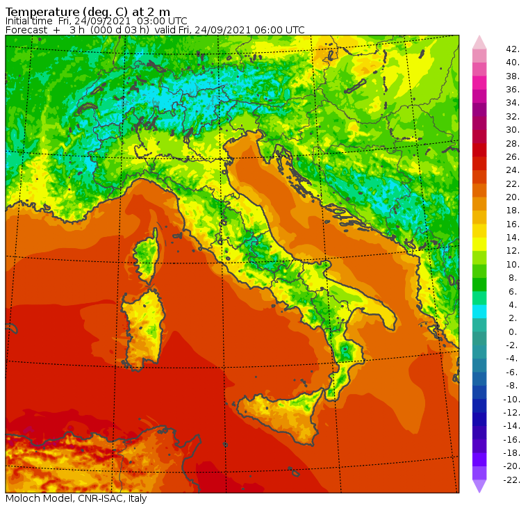 temperature minime italia oggi