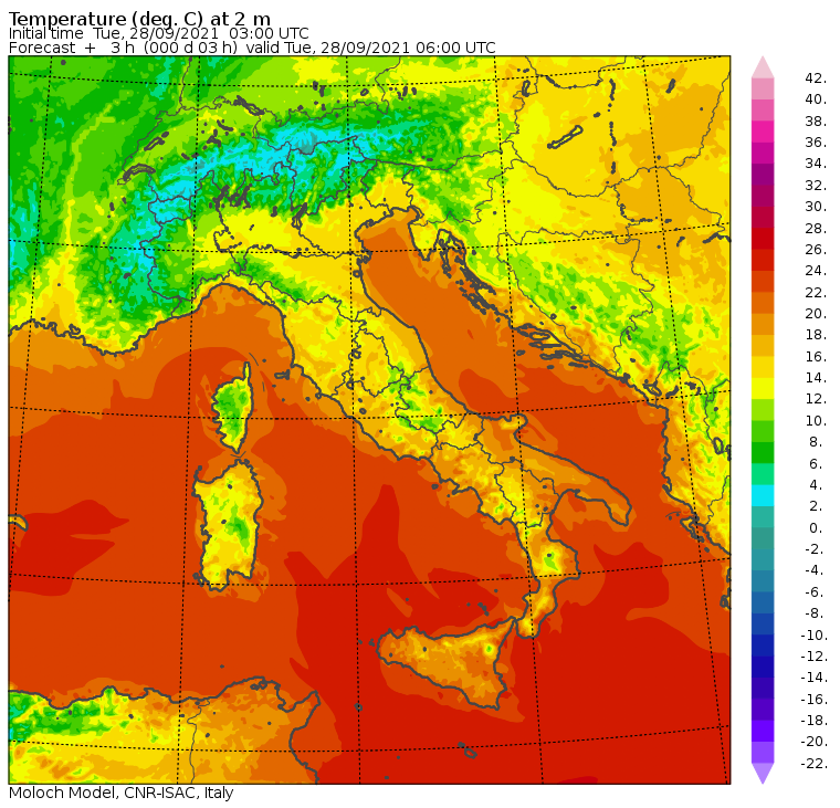 temperature minime italia oggi