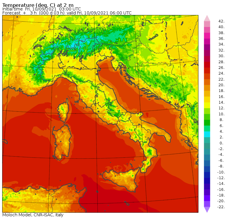 temperature minime italia oggi