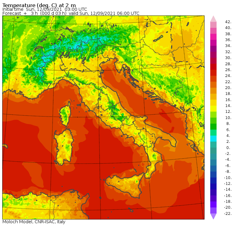 temperature minime italia oggi