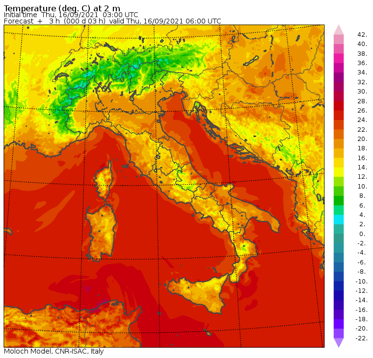 temperature minime italia oggi