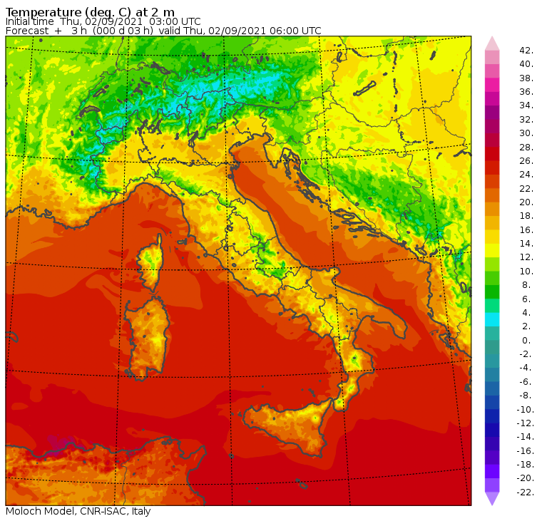 temperature minime italia oggi