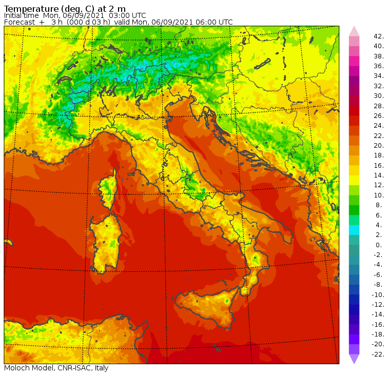 temperature minime italia oggi