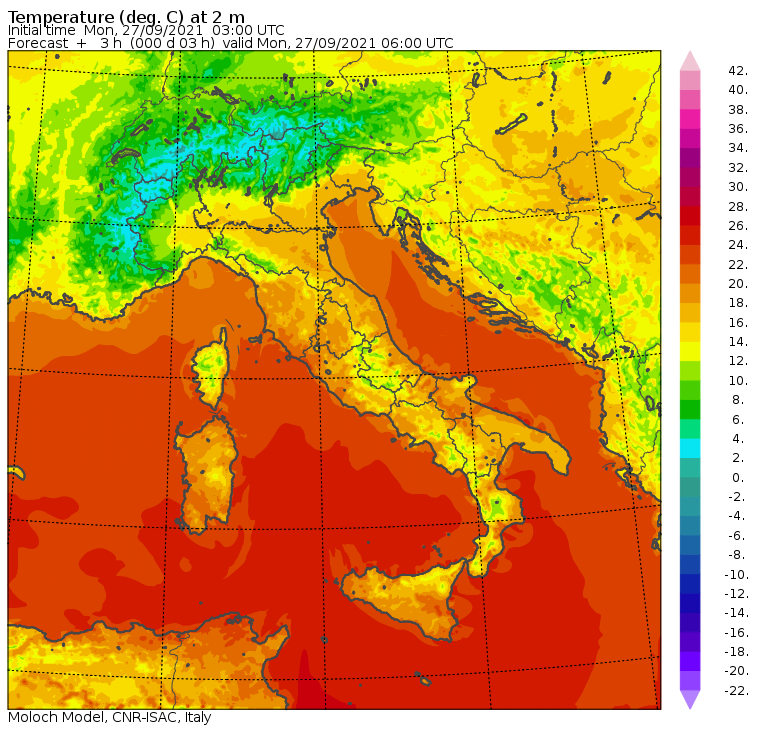 temperature minime italia oggi
