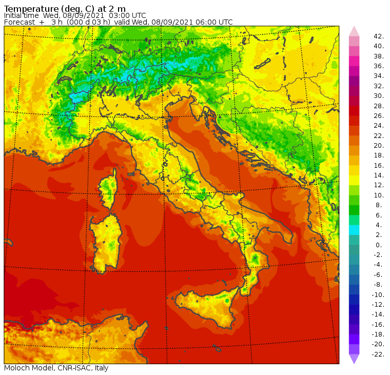 temperature minime italia oggi