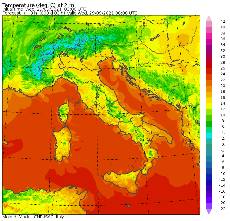 temperature minime italia oggi