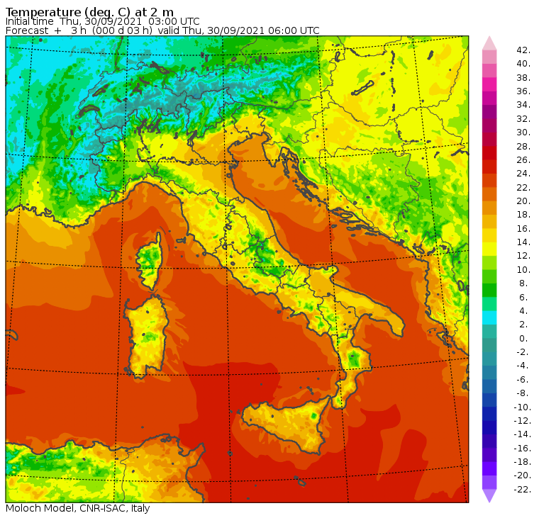 temperature minime italia oggi