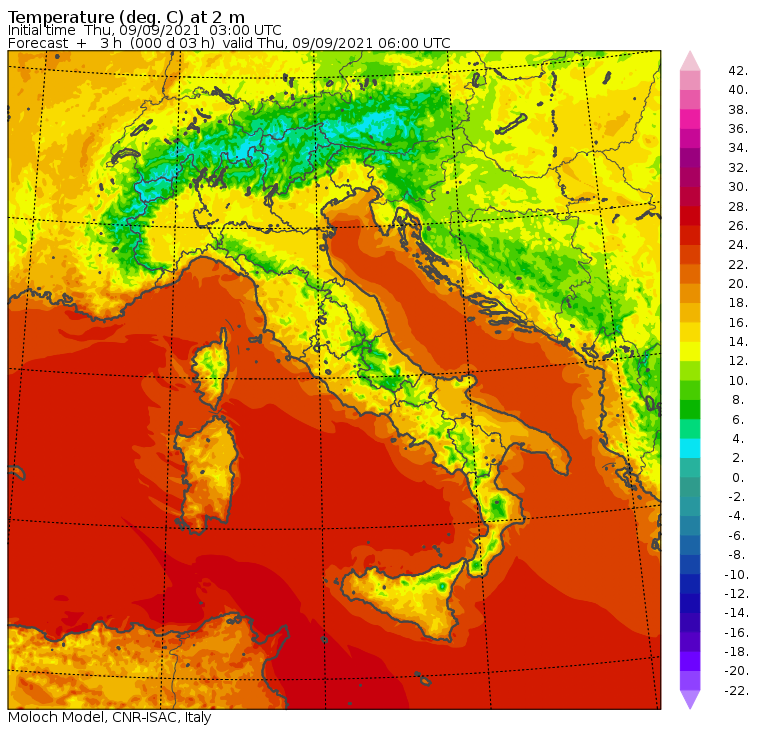 temperature minime italia oggi