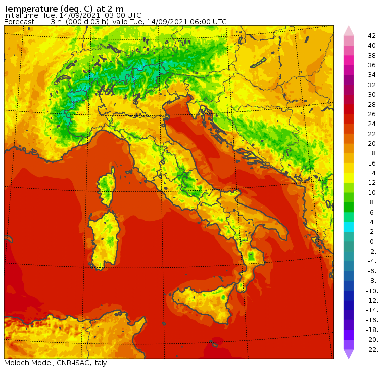 temperature minime italia oggi