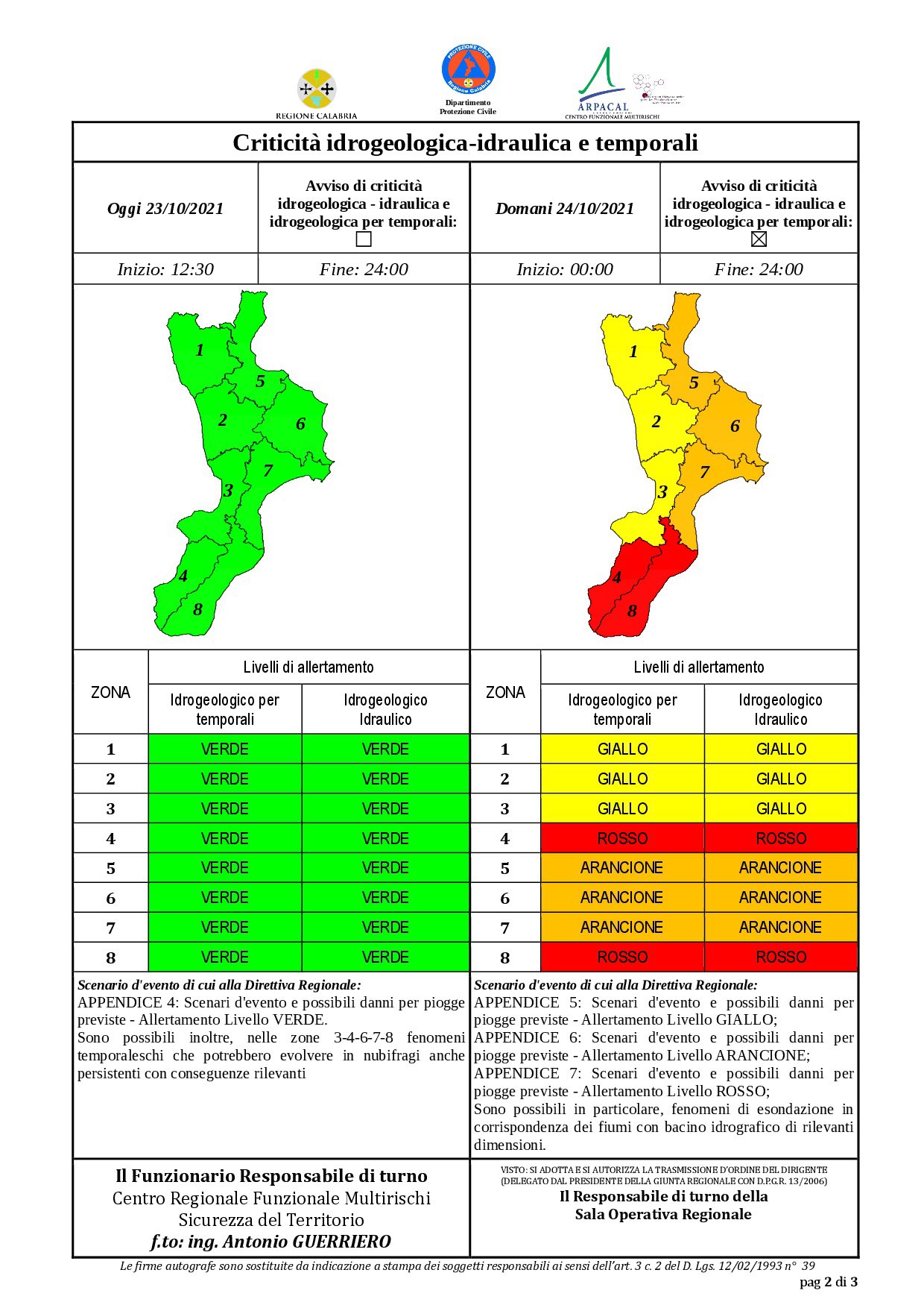 allerta meteo calabria 24 ottobre 2021