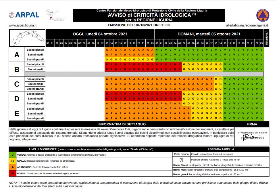 allerta meteo in liguria