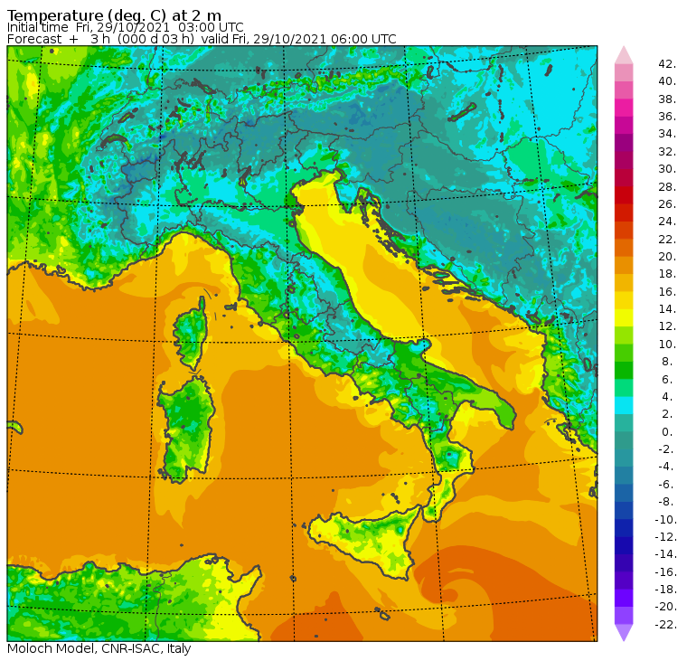 temperature minime italia oggi