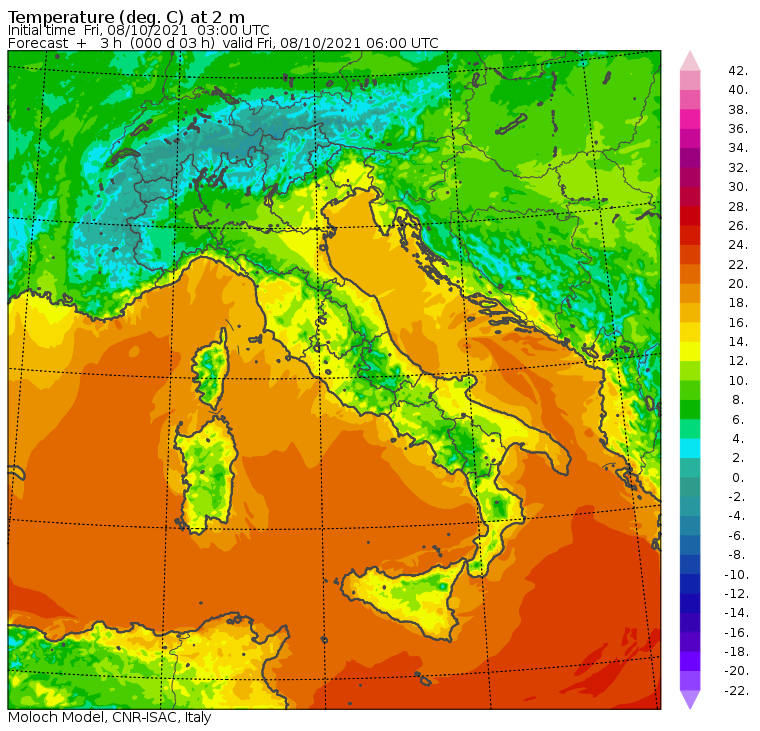 temperature minime italia oggi
